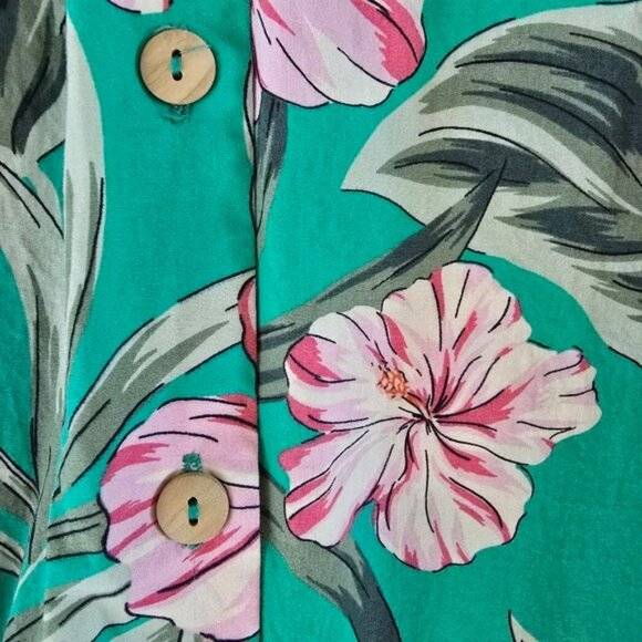 Zara Women's Midi Tropical Dress Size XS Green Button Down Belt Pockets Vacation - Picture 3 of 14